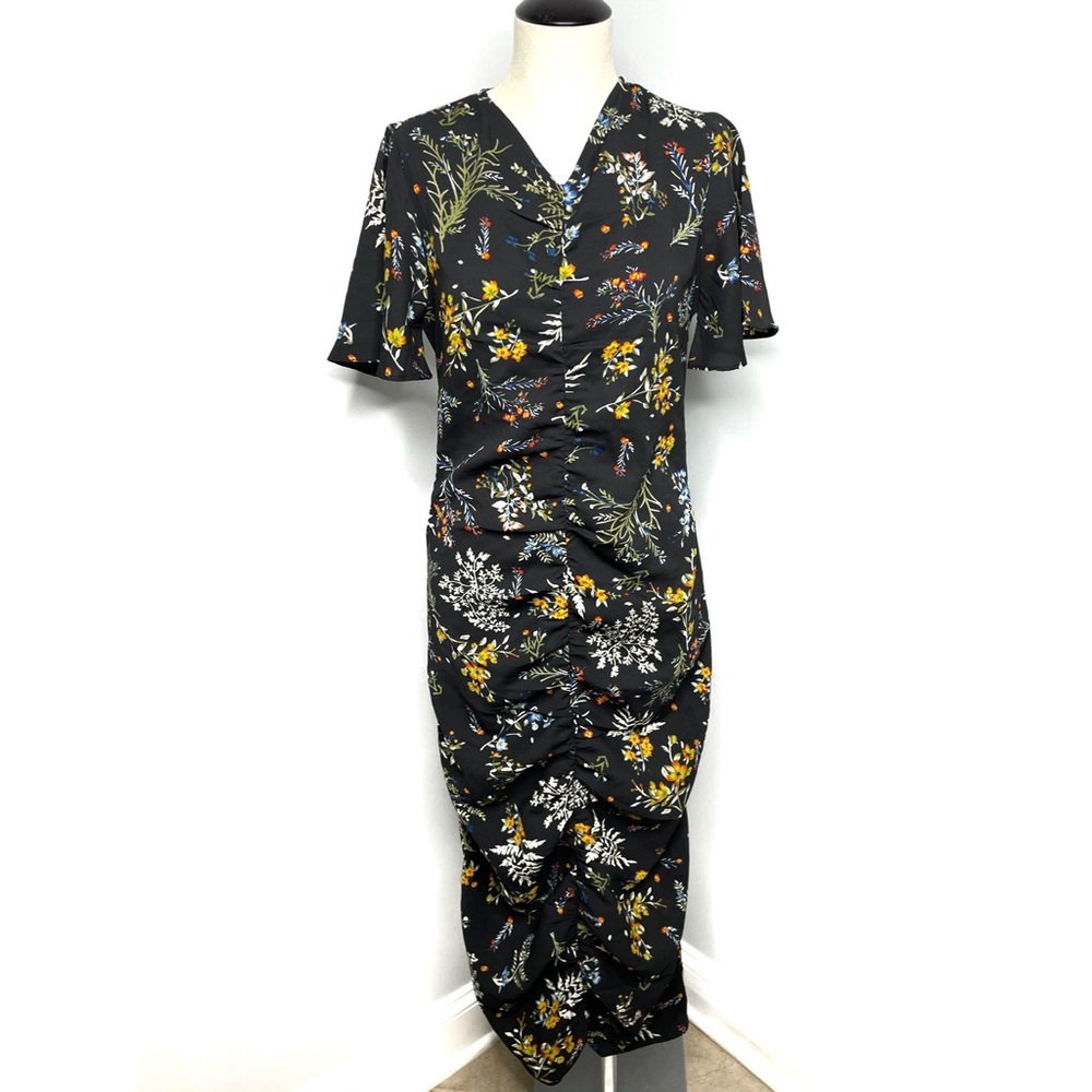 WALTER BAKER Black Floral Midi Dress Size: M